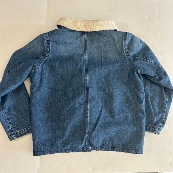 J.Crew, Shearling Lined, Collared, Wide Denim Jacket, sz S/M, Heritage, Rustic - Picture 2 of 6